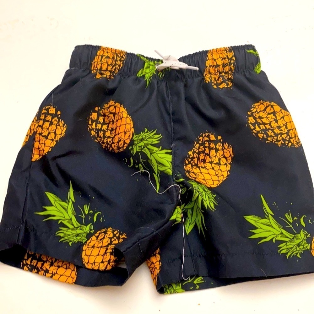 Boy’s City Streets Pineapple Polyester Swim Trunks Size 12 Months